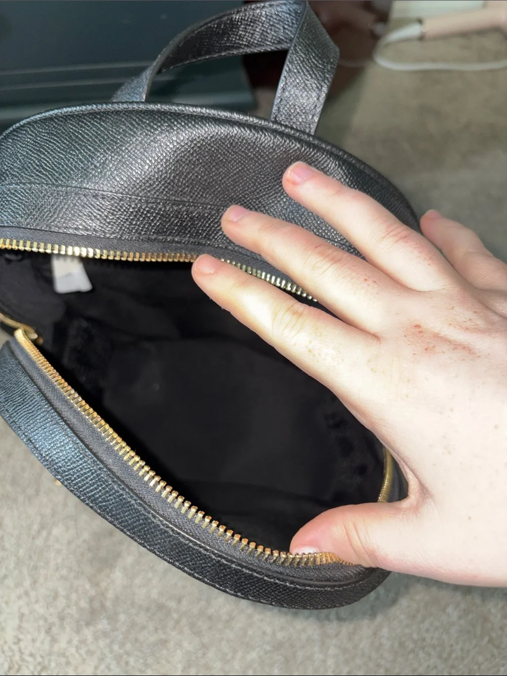 Coach Black Leather Mini Backpack with Gold Hardware